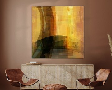 Turin. Abstract cityscape in golden yellow and brown. by Dina Dankers