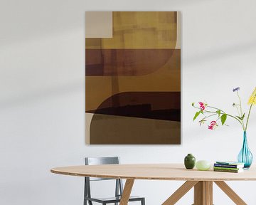 Moderne abstracte vormen in mosterd, terra en bruin. van Dina Dankers