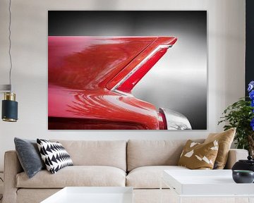 American classic car Deville 1962 tail fin red by Beate Gube