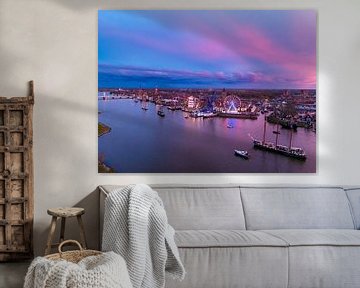 Sail Kampen Panoramablick bei Sonnenuntergang von Sjoerd van der Wal Fotografie