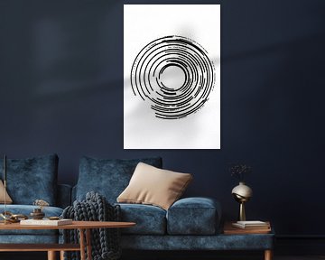 Abstracte zwart-witte cirkels in contrast van De Muurdecoratie