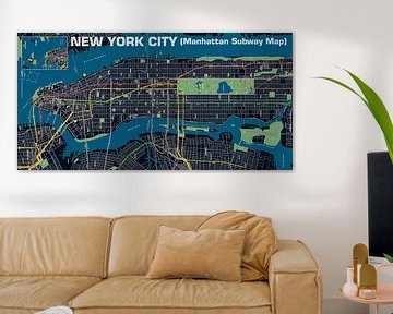 New York City, Night, Manhattan Subway Map by MAPOM Geoatlas