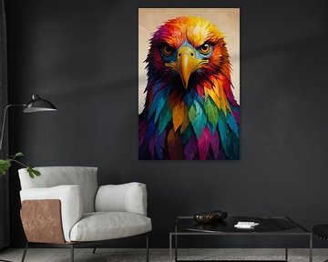 Explosion de couleurs : l'aigle abstrait sur De Muurdecoratie