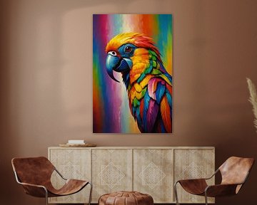 Modern Parrot in Colourful Splendour by De Muurdecoratie
