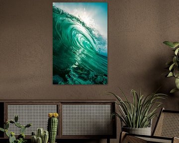 Dynamic ocean wave with sunlight by De Muurdecoratie