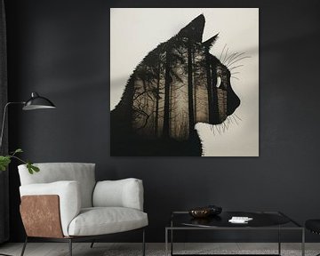 Cat and forest (double exposure) by TheXclusive Art