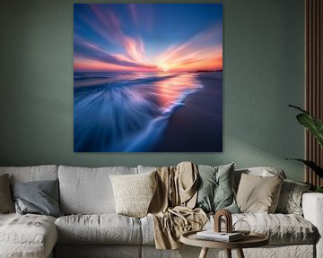 Sonnenuntergang Strand Pastell Langzeitbelichtung von TheXclusive Art