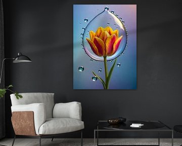 Colourful tulip in water bubble by H.Remerie Photography and digital art