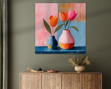 Peinture de tulipes colorées sur Caprices d'Art