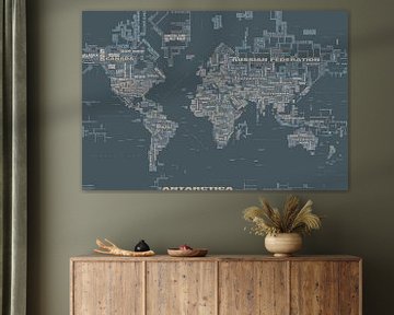Typografische Weltkarte, Grau  von MAPOM Geoatlas