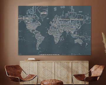 Typografische Weltkarte, Grau  von MAPOM Geoatlas