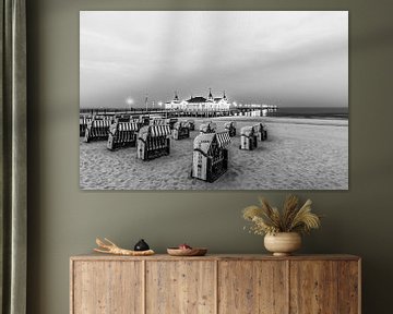 Ahlbeck pier on Usedom by night - black and white by Werner Dieterich