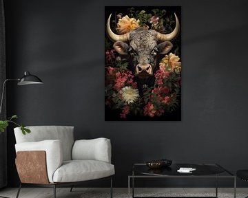 Bull in bloemen van vanMuis