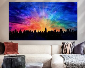 Skyline with sky in rainbow colours by Black Coffee