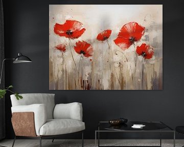 Klaprozen in rood beige en wit van Koffie Zwart