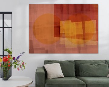 Modern abstract shapes in pink, terra, ocher by Dina Dankers