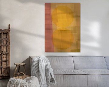 Modern abstract shapes in pink and yellow by Dina Dankers