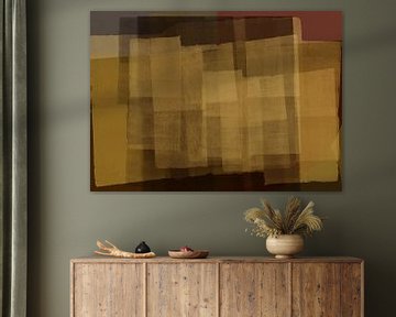 Modern abstract shapes in taupe and mustard by Dina Dankers