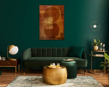 Modern abstract shapes in warm brown, terra and dark yellow. by Dina Dankers