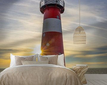 Vuurtoren West-Kapelle met zonsondergang