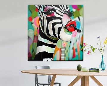 Fancy Zebra with Mascara | Abstract van Karina Brouwer