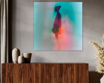 Modern abstract silhouet in pastelkleuren en neon accenten van Lauri Creates