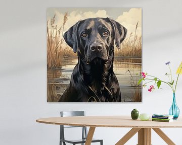 Portret van een labrador van Koffie Zwart