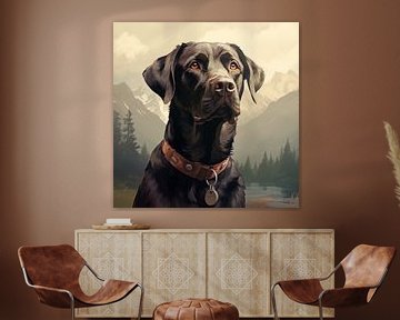 Portret van een labrador van Koffie Zwart