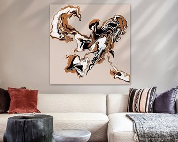 Fantasy Tiger | Art moderne abstrait, orange, noir et blanc sur Romy Smit