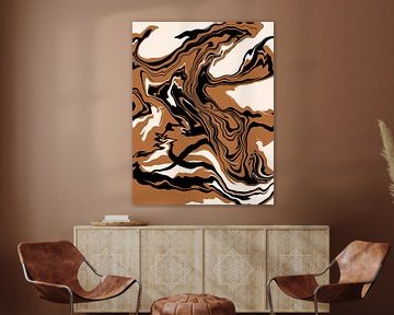Tiger | Abstrakte moderne Kunst, orange, schwarz und weiß von Romy Smit
