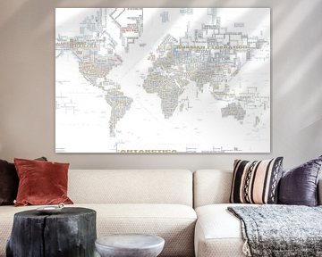 Typographic Text World Map, Tendency by MAPOM Geoatlas