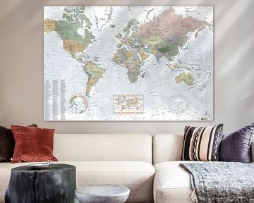 Kaart van de politieke wereld (2025) van MAPOM Geoatlas