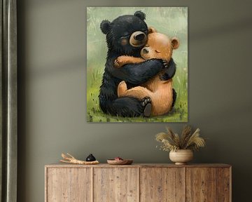 Hugging Bears | Bear Hug Buzz by Blikvanger Schilderijen