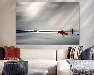 Red surfboard - Abstract beach scene by Dirk Wüstenhagen