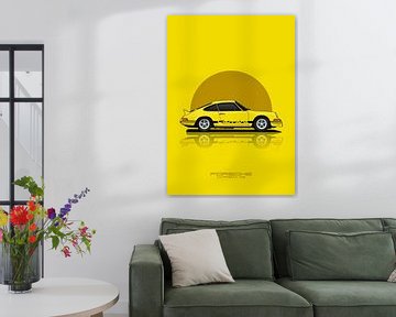 Kunstauto PORSCHE CARRERA RS Geel van D.Crativeart