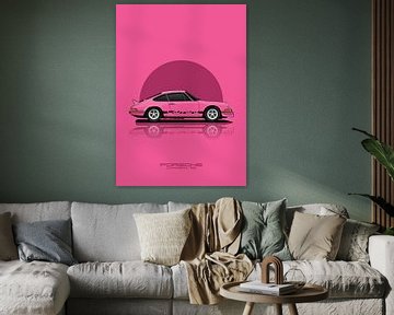 Kunstauto PORSCHE CARRERA RS Roze van D.Crativeart