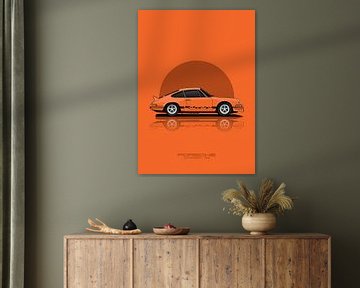 Kunstauto PORSCHE CARRERA RS Oranje van D.Crativeart