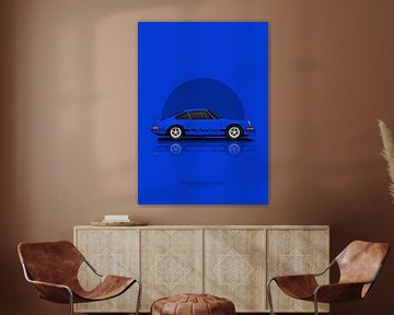 Kunstauto PORSCHE CARRERA RS Blauw van D.Crativeart