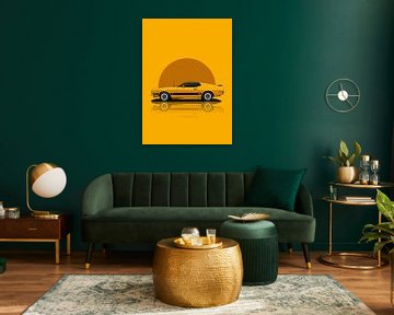 Art 1973 Ford Mustang Yellow by D.Crativeart