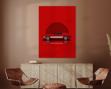 Art 1973 Ford Mustang Rouge sur D.Crativeart