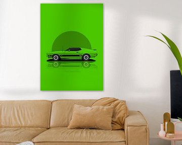 Art 1973 Ford Mustang Green by D.Crativeart