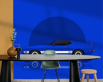 Art 1973 Ford Mustang Blue by D.Crativeart