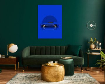Art 1973 Ford Mustang Blue by D.Crativeart