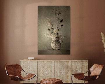 Still life with flowers. Dry flowers. Taupe. by Alie Ekkelenkamp