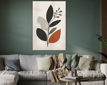 Minimalistische illustratie met een abstract bladmotief van Thea