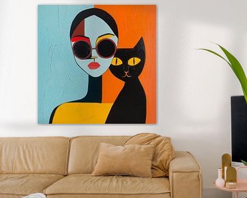 Cat lady modern abstract van Mel Digital Art