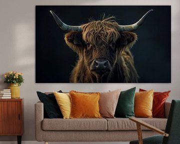 Highlander Kuh Porträtpanorama von TheXclusive Art