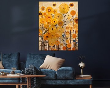 Zonnebloemen abstract van Bert Nijholt