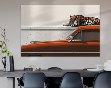 Der Jaguar und der Oldtimer (Auto) von Karina Brouwer