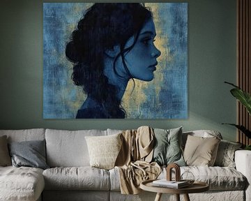 Portret Blauw Modern van Kunst Kriebels